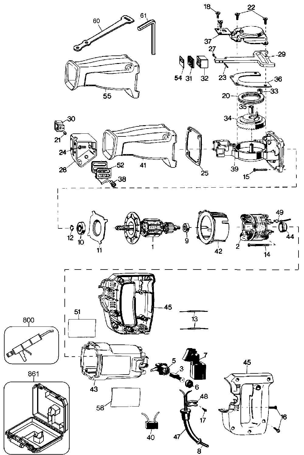 Exploded Diagram A Diagram and Parts List for PL38K-25 Type 100 Black and Decker Miter Saw